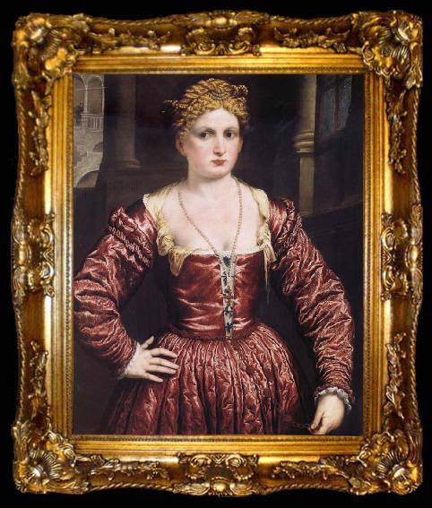 framed  Paris Bordone Portrait of a Young Woman, ta009-2